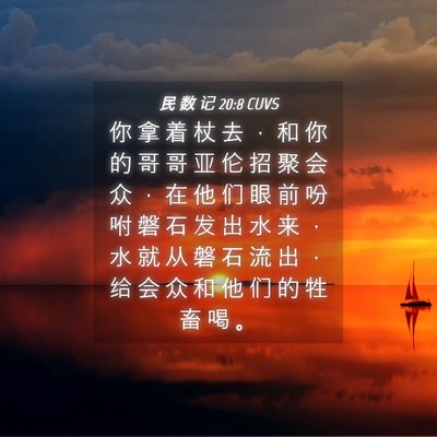 Picture 04 - 民 数 记 20:8 CUVS - 你 拿 着 杖 去 ， 和 你 的 哥 哥 亚 - Bible Verse Picture