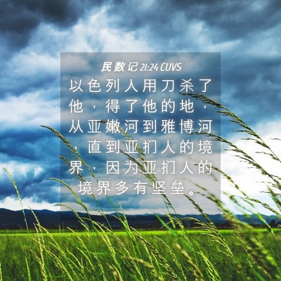 Picture 04 - 民 数 记 21:24 CUVS - 以 色 列 人 用 刀 杀 了 他 ， 得 了 - Bible Verse Picture