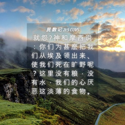 Picture 04 - 民 数 记 21:5 CUVS - 就 怨 ? 神 和 摩 西 说 ： 你 们 为 甚 - Bible Verse Picture