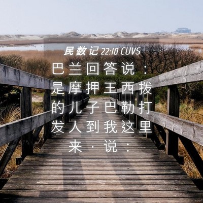 Picture 04 - 民 数 记 22:10 CUVS - 巴 兰 回 答 说 ： 是 摩 押 王 西 拨 - Bible Verse Picture