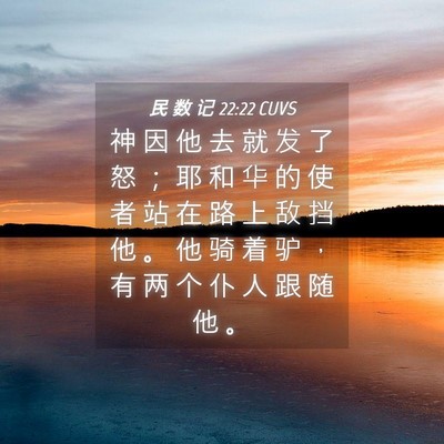 Picture 04 - 民 数 记 22:22 CUVS - 神 因 他 去 就 发 了 怒 ； 耶 和 华 - Bible Verse Picture