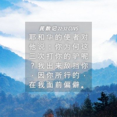 Picture 04 - 民 数 记 22:32 CUVS - 耶 和 华 的 使 者 对 他 说 ： 你 为 - Bible Verse Picture