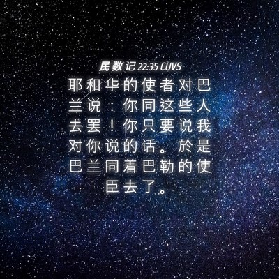 Picture 04 - 民 数 记 22:35 CUVS - 耶 和 华 的 使 者 对 巴 兰 说 ： 你 - Bible Verse Picture