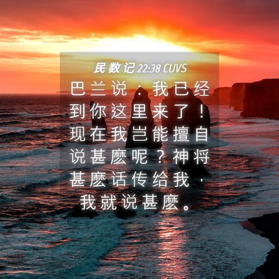 Picture 04 - 民 数 记 22:38 CUVS - 巴 兰 说 ： 我 已 经 到 你 这 里 来 - Bible Verse Picture