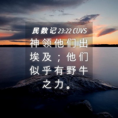 Picture 04 - 民 数 记 23:22 CUVS - 神 领 他 们 出 埃 及 ； 他 们 似 乎 - Bible Verse Picture