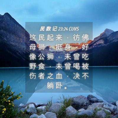 Picture 04 - 民 数 记 23:24 CUVS - 这 民 起 来 ， 彷 佛 母 狮 ， 挺 身 - Bible Verse Picture