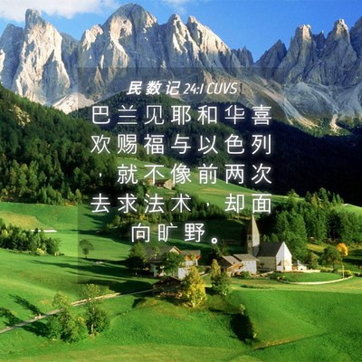 Picture 04 - 民 数 记 24:1 CUVS - 巴 兰 见 耶 和 华 喜 欢 赐 福 与 以 - Bible Verse Picture