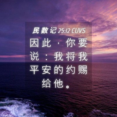 Picture 04 - 民 数 记 25:12 CUVS - 因 此 ， 你 要 说 ： 我 将 我 平 安 - Bible Verse Picture