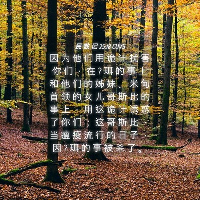 Picture 04 - 民 数 记 25:18 CUVS - 因 为 他 们 用 诡 计 扰 害 你 们 ， - Bible Verse Picture