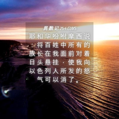 Picture 04 - 民 数 记 25:4 CUVS - 耶 和 华 吩 咐 摩 西 说 ： 将 百 姓 - Bible Verse Picture