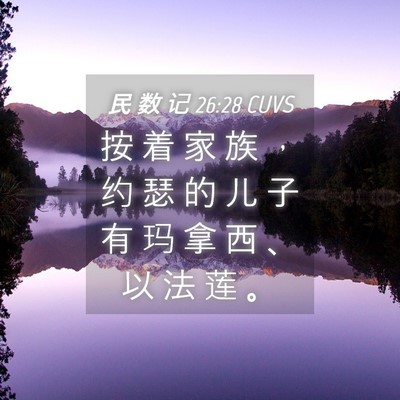 Picture 04 - 民 数 记 26:28 CUVS - 按 着 家 族 ， 约 瑟 的 儿 子 有 玛 - Bible Verse Picture