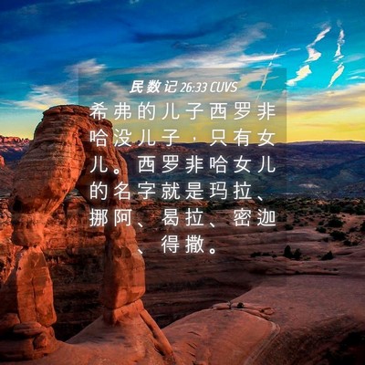 Picture 04 - 民 数 记 26:33 CUVS - 希 弗 的 儿 子 西 罗 非 哈 没 儿 子 - Bible Verse Picture