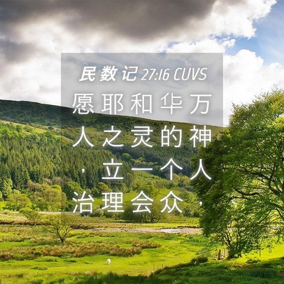 Picture 04 - 民 数 记 27:16 CUVS - 愿 耶 和 华 万 人 之 灵 的 神 ， 立 - Bible Verse Picture