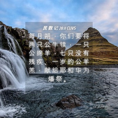 Picture 04 - 民 数 记 28:11 CUVS - 每 月 朔 ， 你 们 要 将 两 只 公 牛 - Bible Verse Picture