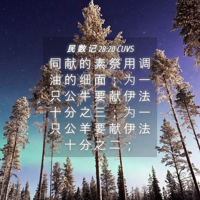 Picture 04 - 民 数 记 28:20 CUVS - 同 献 的 素 祭 用 调 油 的 细 面 ； - Bible Verse Picture