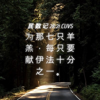 Picture 04 - 民 数 记 28:21 CUVS - 为 那 七 只 羊 羔 ， 每 只 要 献 伊 - Bible Verse Picture
