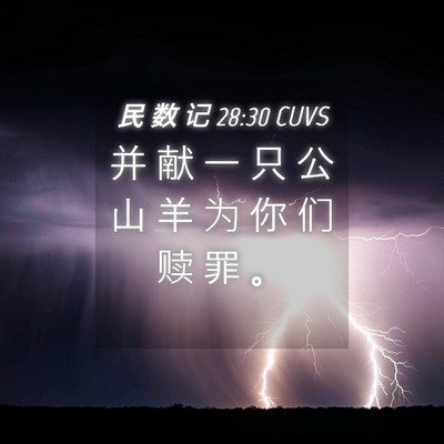 Picture 04 - 民 数 记 28:30 CUVS - 并 献 一 只 公 山 羊 为 你 们 赎 罪 - Bible Verse Picture