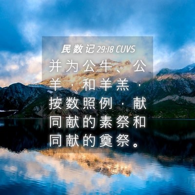 Picture 04 - 民 数 记 29:18 CUVS - 并 为 公 牛 、 公 羊 ， 和 羊 羔 ， - Bible Verse Picture