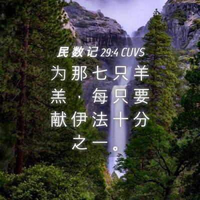 Picture 04 - 民 数 记 29:4 CUVS - 为 那 七 只 羊 羔 ， 每 只 要 献 伊 - Bible Verse Picture