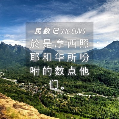 Picture 04 - 民 数 记 3:16 CUVS - 於 是 摩 西 照 耶 和 华 所 吩 咐 的 - Bible Verse Picture