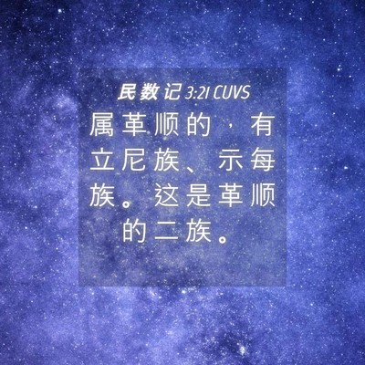 Picture 04 - 民 数 记 3:21 CUVS - 属 革 顺 的 ， 有 立 尼 族 、 示 每 - Bible Verse Picture