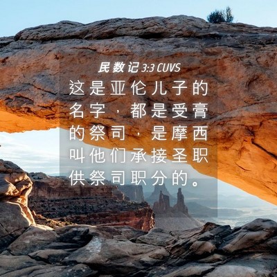 Picture 04 - 民 数 记 3:3 CUVS - 这 是 亚 伦 儿 子 的 名 字 ， 都 是 - Bible Verse Picture