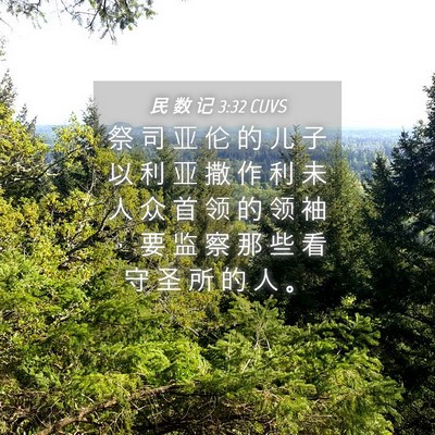 Picture 04 - 民 数 记 3:32 CUVS - 祭 司 亚 伦 的 儿 子 以 利 亚 撒 作 - Bible Verse Picture