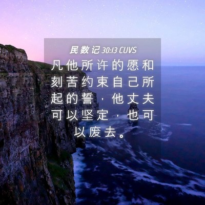Picture 04 - 民 数 记 30:13 CUVS - 凡 他 所 许 的 愿 和 刻 苦 约 束 自 - Bible Verse Picture