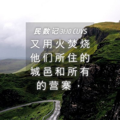 Picture 04 - 民 数 记 31:10 CUVS - 又 用 火 焚 烧 他 们 所 住 的 城 邑 - Bible Verse Picture