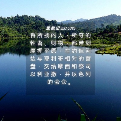 Picture 04 - 民 数 记 31:12 CUVS - 将 所 掳 的 人 ， 所 夺 的 牲 畜 、 - Bible Verse Picture