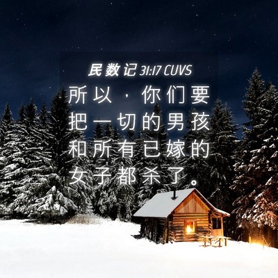 Picture 04 - 民 数 记 31:17 CUVS - 所 以 ， 你 们 要 把 一 切 的 男 孩 - Bible Verse Picture