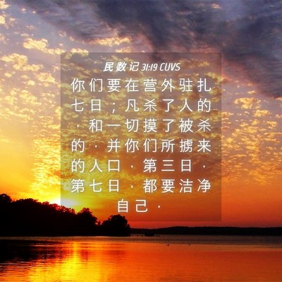 Picture 04 - 民 数 记 31:19 CUVS - 你 们 要 在 营 外 驻 扎 七 日 ； 凡 - Bible Verse Picture