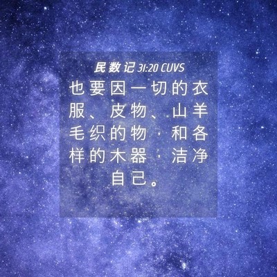 Picture 04 - 民 数 记 31:20 CUVS - 也 要 因 一 切 的 衣 服 、 皮 物 、 - Bible Verse Picture