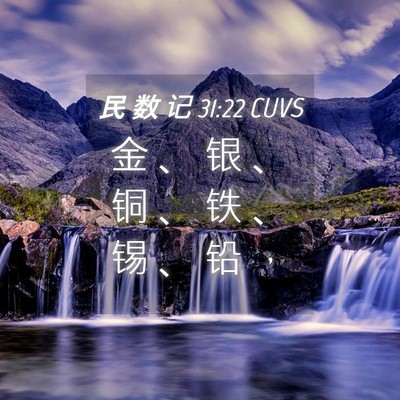 Picture 04 - 民 数 记 31:22 CUVS - 金 、 银 、 铜 、 铁 、 锡 、 铅 - Bible Verse Picture