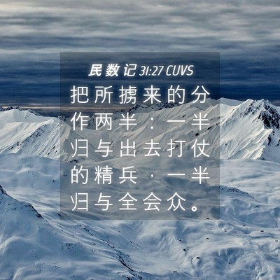Picture 04 - 民 数 记 31:27 CUVS - 把 所 掳 来 的 分 作 两 半 ： 一 半 - Bible Verse Picture