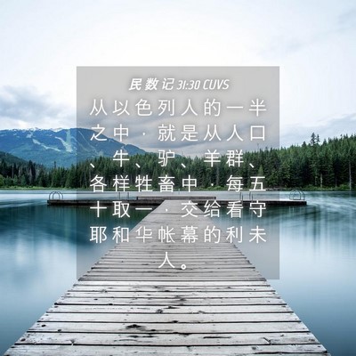 Picture 04 - 民 数 记 31:30 CUVS - 从 以 色 列 人 的 一 半 之 中 ， 就 - Bible Verse Picture