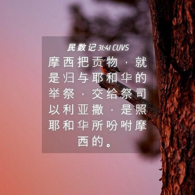 Picture 04 - 民 数 记 31:41 CUVS - 摩 西 把 贡 物 ， 就 是 归 与 耶 和 - Bible Verse Picture