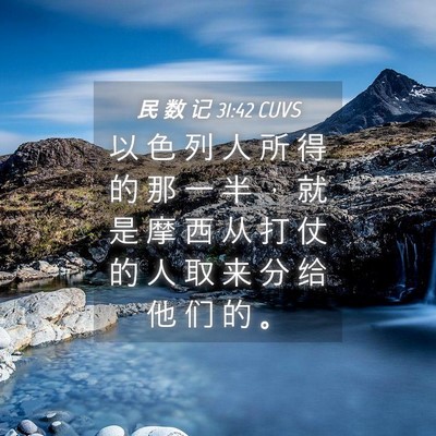 Picture 04 - 民 数 记 31:42 CUVS - 以 色 列 人 所 得 的 那 一 半 ， 就 - Bible Verse Picture