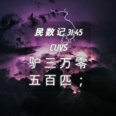 Picture 04 - 民 数 记 31:45 CUVS - 驴 三 万 零 五 百 匹 - Bible Verse Picture