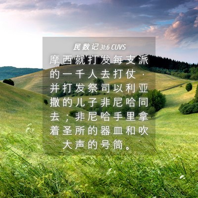 Picture 04 - 民 数 记 31:6 CUVS - 摩 西 就 打 发 每 支 派 的 一 千 人 - Bible Verse Picture
