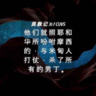 Picture 04 - 民 数 记 31:7 CUVS - 他 们 就 照 耶 和 华 所 吩 咐 摩 西 - Bible Verse Picture