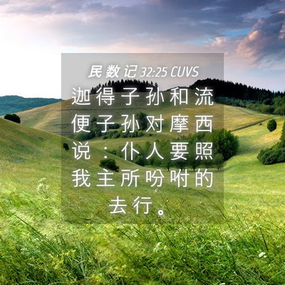 Picture 04 - 民 数 记 32:25 CUVS - 迦 得 子 孙 和 流 便 子 孙 对 摩 西 - Bible Verse Picture