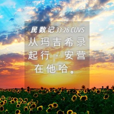 Picture 04 - 民 数 记 33:26 CUVS - 从 玛 吉 希 录 起 行 ， 安 营 在 他 - Bible Verse Picture