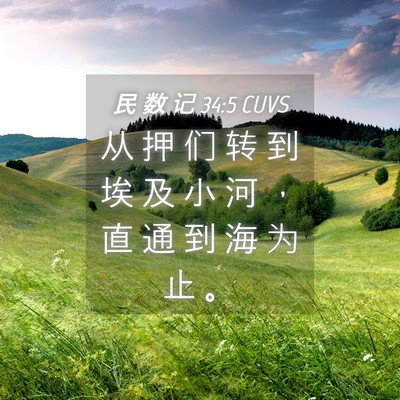 Picture 04 - 民 数 记 34:5 CUVS - 从 押 们 转 到 埃 及 小 河 ， 直 通 - Bible Verse Picture