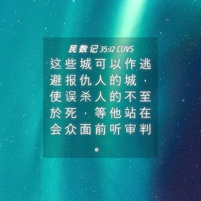Picture 04 - 民 数 记 35:12 CUVS - 这 些 城 可 以 作 逃 避 报 仇 人 的 - Bible Verse Picture