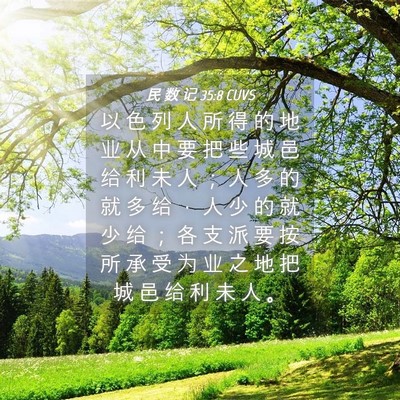 Picture 04 - 民 数 记 35:8 CUVS - 以 色 列 人 所 得 的 地 业 从 中 要 - Bible Verse Picture