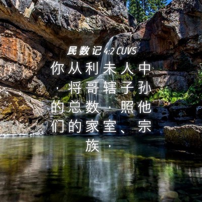 Picture 04 - 民 数 记 4:2 CUVS - 你 从 利 未 人 中 ， 将 哥 辖 子 孙 - Bible Verse Picture