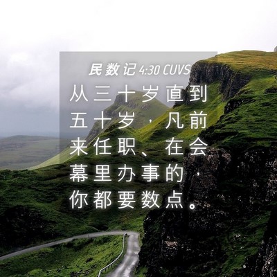 Picture 04 - 民 数 记 4:30 CUVS - 从 三 十 岁 直 到 五 十 岁 ， 凡 前 - Bible Verse Picture