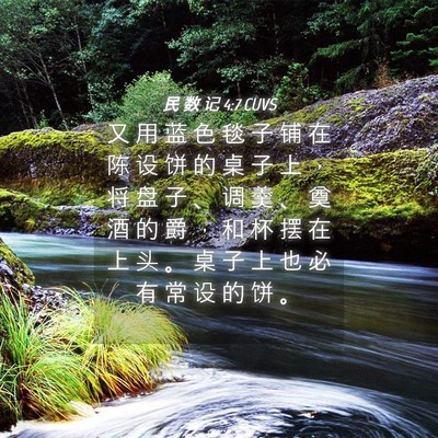 Picture 04 - 民 数 记 4:7 CUVS - 又 用 蓝 色 毯 子 铺 在 陈 设 饼 的 - Bible Verse Picture