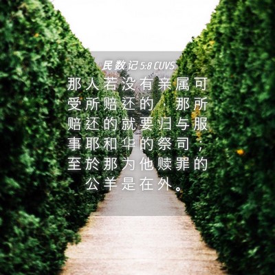Picture 04 - 民 数 记 5:8 CUVS - 那 人 若 没 有 亲 属 可 受 所 赔 还 - Bible Verse Picture